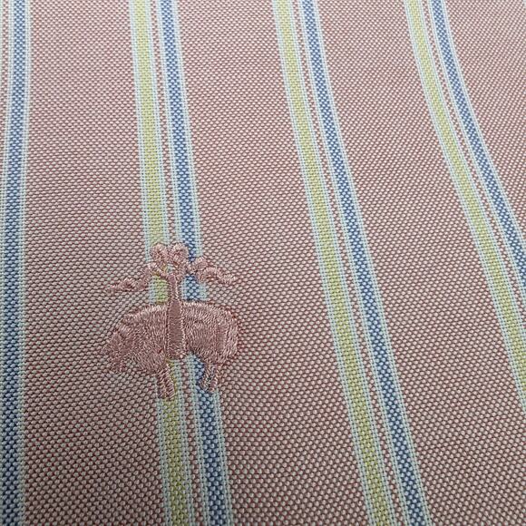 Brooks Brothers Shirt Mens XL Pink Striped Woven Oxford Cloth Supima Button Down - Picture 14 of 16